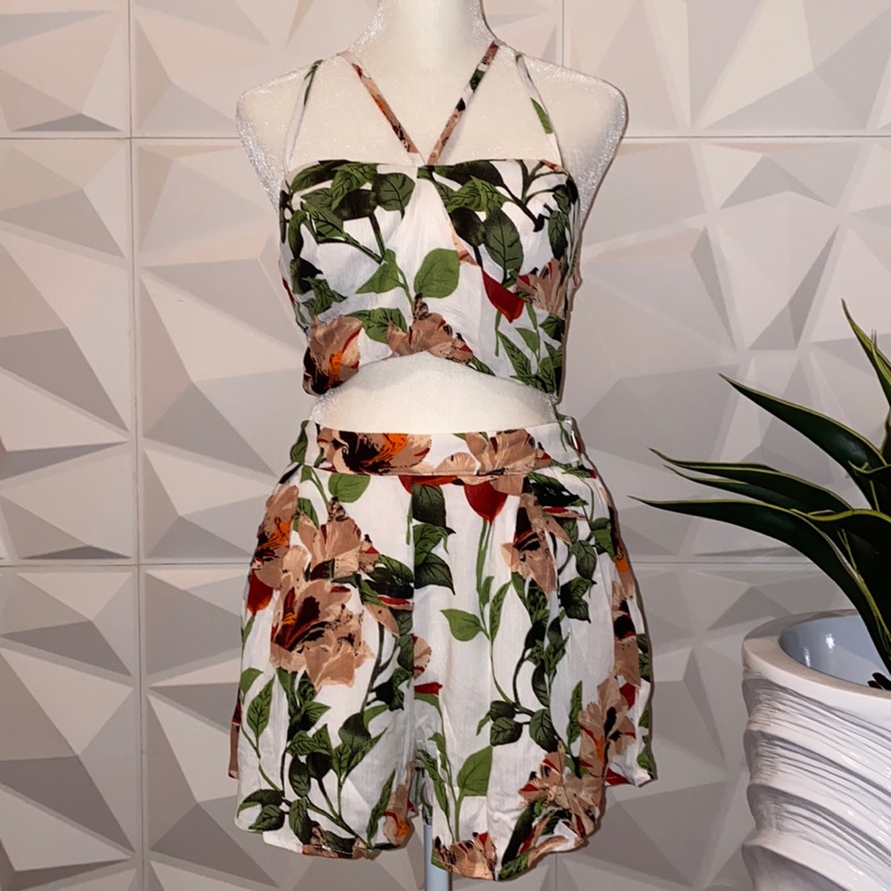 Floral Crop Top Set